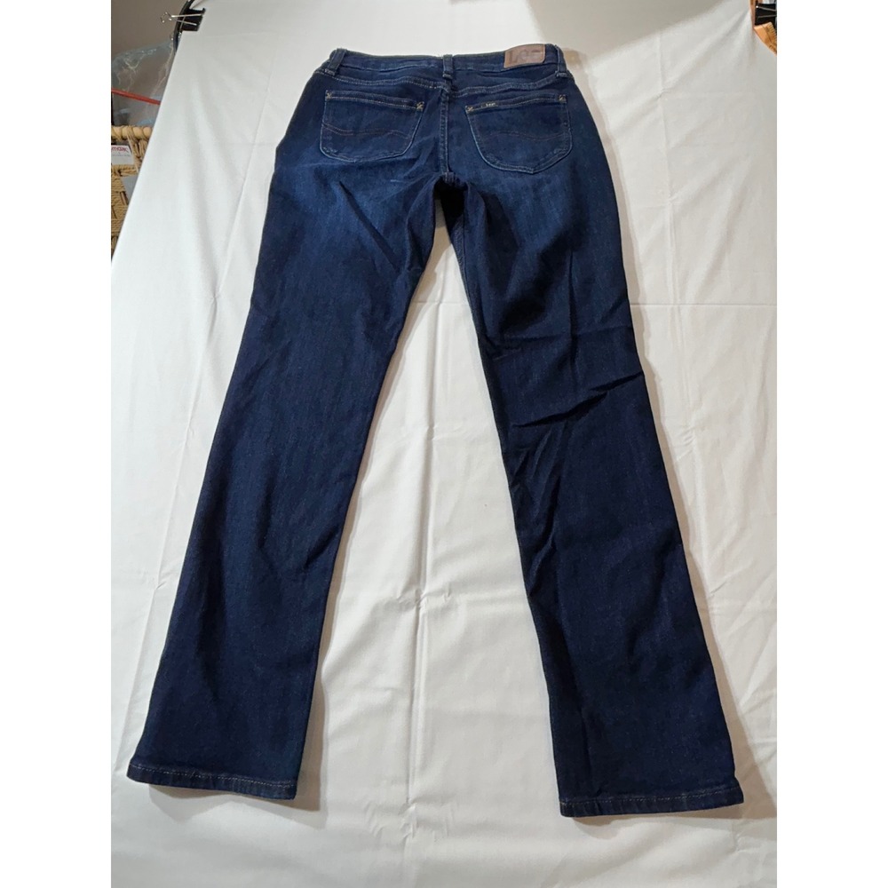 Lee Womens Dark Wash Straight Leg Mid Rise Stretch Denim Jeans 4M 101CMSEW2